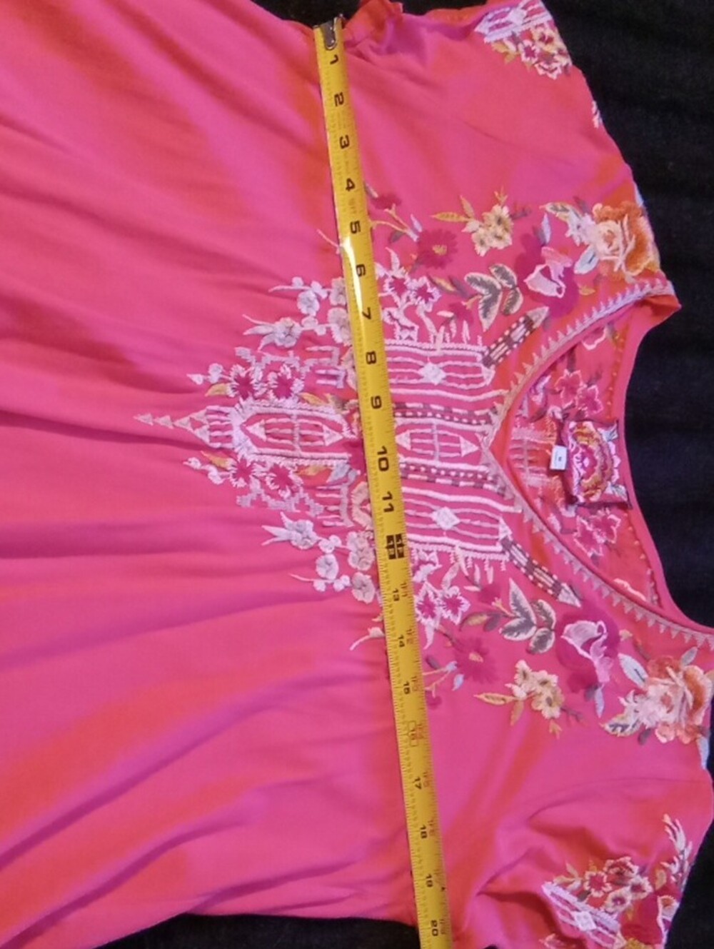 Johnny Was, Coral Boho, Peasant Style, Floral Embroidered V-Neck Tunic, Size M - Picture 4 of 13